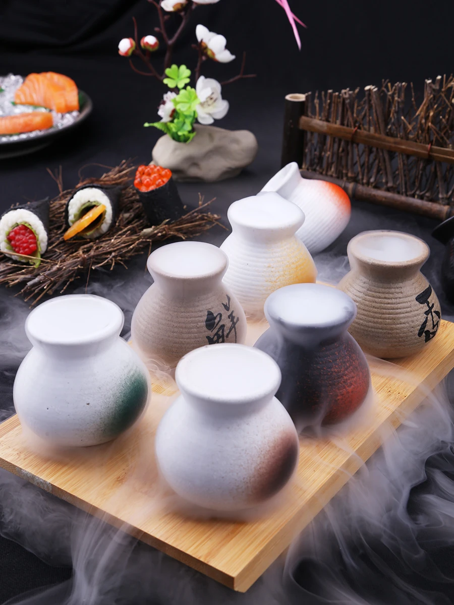 Sashimi Decoration Dry Ice Cup, Japanese-Style Small Pot, Toothpick Creative Ceramic, Restaurant Desktop, Table Ornaments