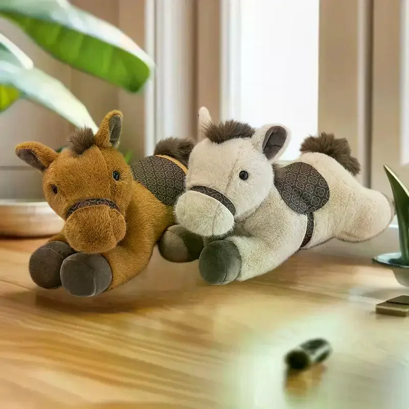Schattig Chinees dierenriem pluche paard speelgoed, cartoon pony pop, bank decor kussen, nieuwjaar festivals mascotte cadeau