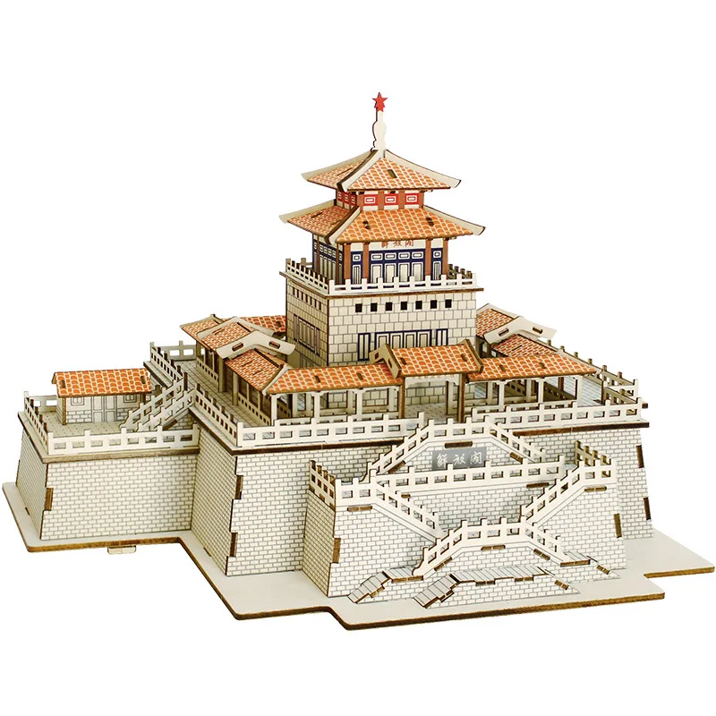 Jinan Liberation Pavilion ShanDong China Wooden 3D Puzzle Building Model Toy Wood Architecture Woodcraft Construction Kit Gift