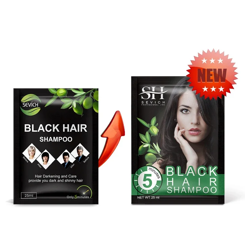 10 Pcs/lot Black Hair Shampoo 5 Minutes Faster Dye Hair Into Black Organic Grey White Hair Darkening For Men And Women