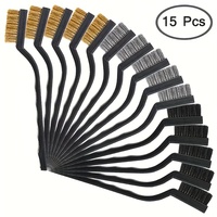 3/15pcs Value Pack Wire Brush Set (Wire+Brass+Nylon) Curved Handle Brush Set for Cleaning, Welding Slag And Rust Removal
