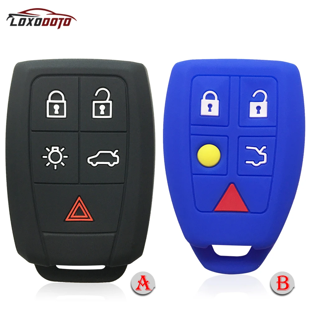 Silicone Key Case for Volvo XC90 C70 S40 C30 S60 D5 V50 C30 Cover Fob Shell Skin Holder Keychain 5 Button Remote Accessories Fob