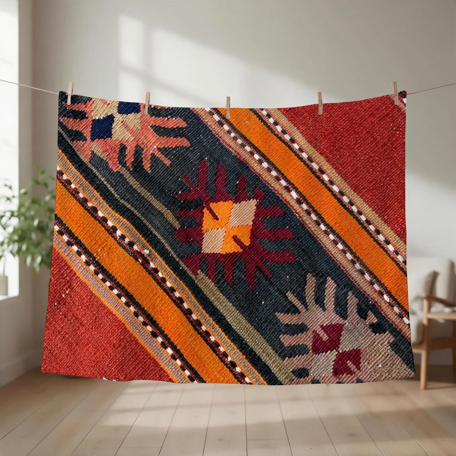Decorative Kilim, Navaho Weave, Woven Textile Throw Blanket Decorative Sofas sofa bed Flannel Fabric cosplay anime Blankets
