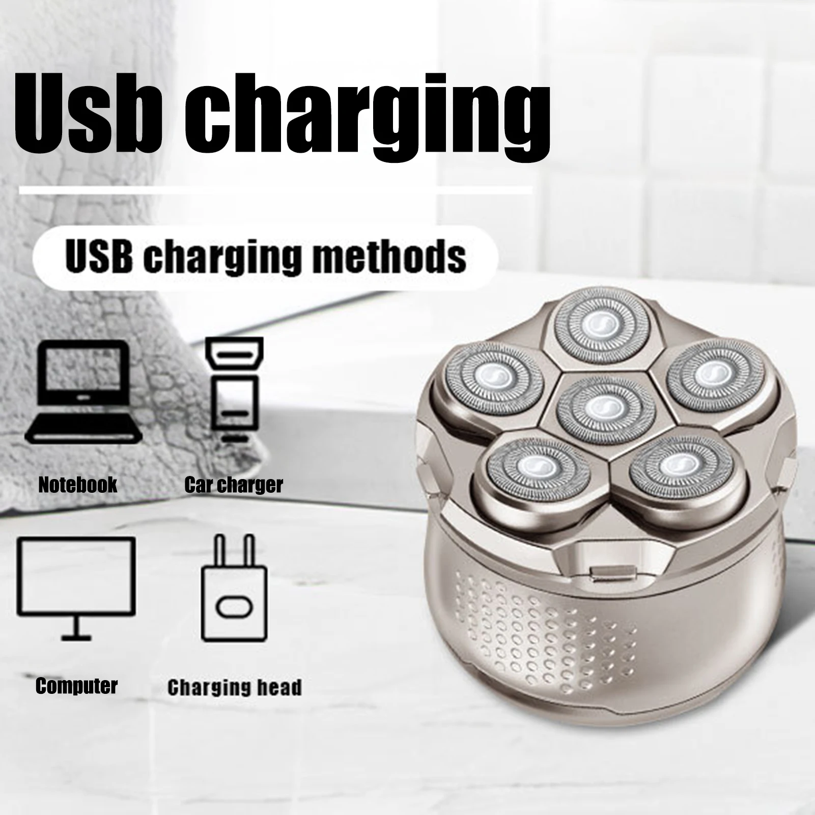 

HIENA 6-head Shaver Portable USB Charging Razor For Men High Power 6 Blade Hair Beard Trimmer Electric Shaving Razor Epilators