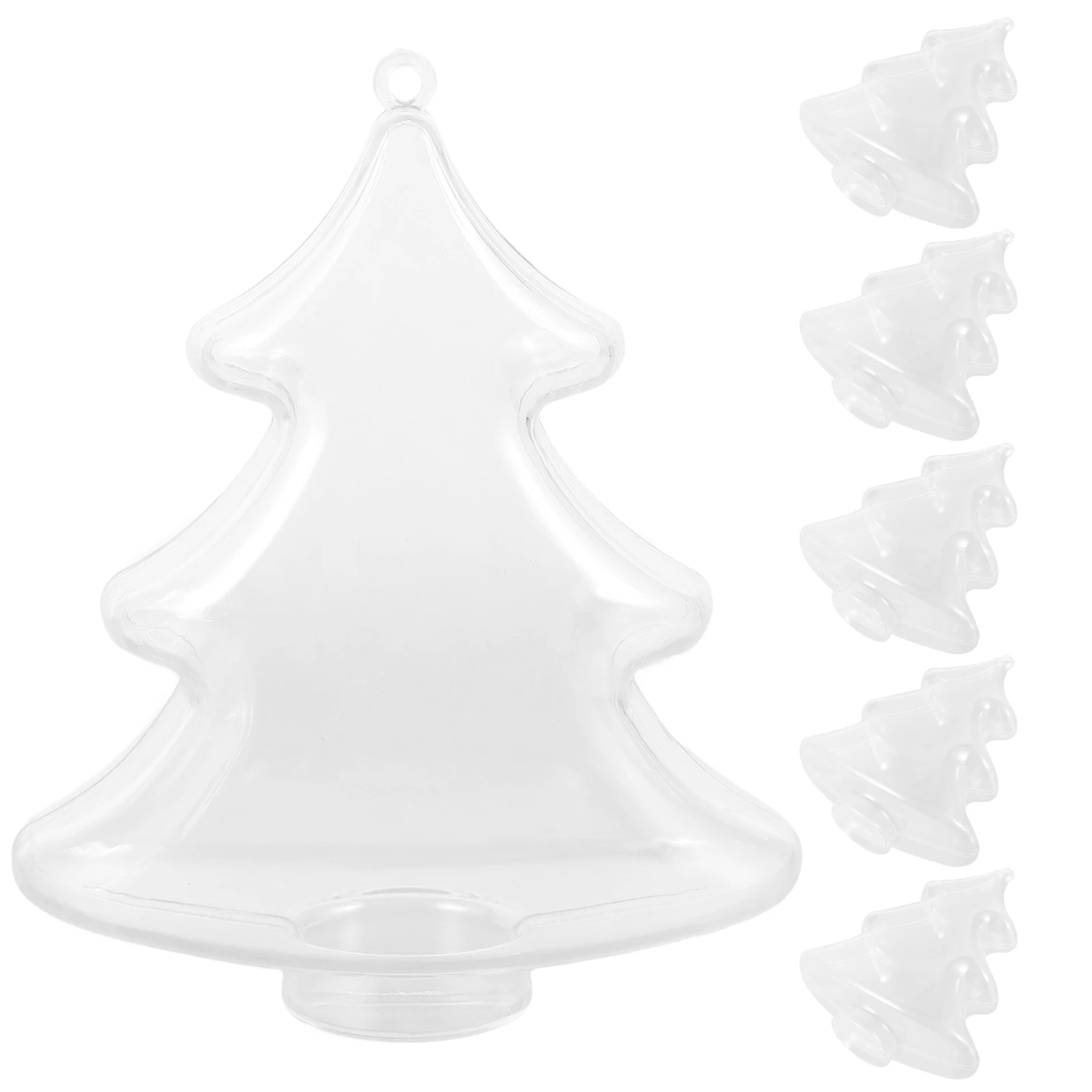 

6Pcs Transparent Gift Boxes Christmas Candy Jars Plastic Storage for Holiday Treats Party Favors Decorative Tree Shape Clear