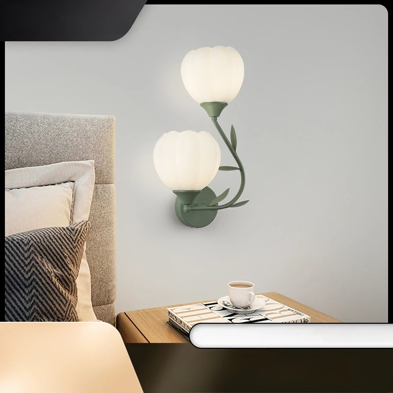 Cream Style Tulip Decoration Living Room, TV Background Wall, Ambient Light, Bedroom Bedside Art Wall Lamp