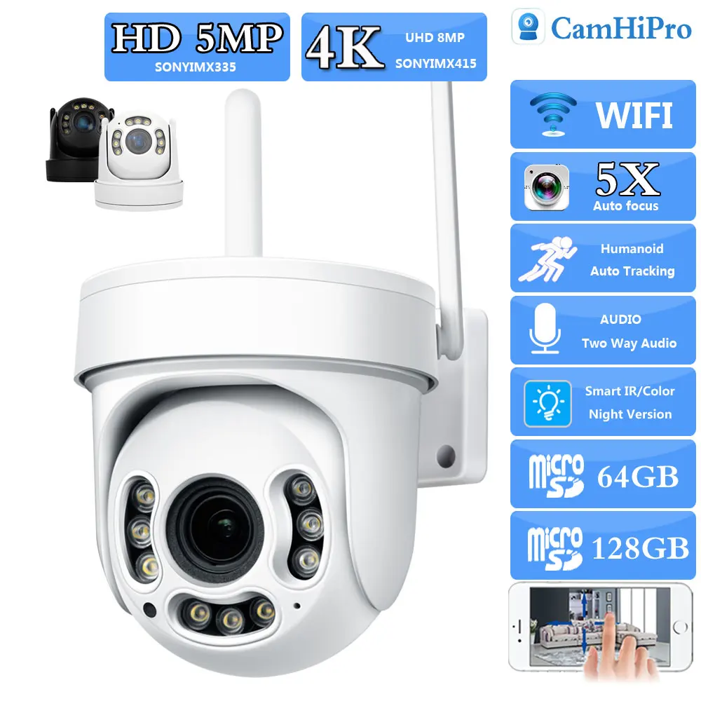 SO-NY415 4K 8MP Wireless Security IP Camera PTZ Dome Wifi 5MP 5X Optical  Zoom Two Way Audio Human Tracking Color Night Version