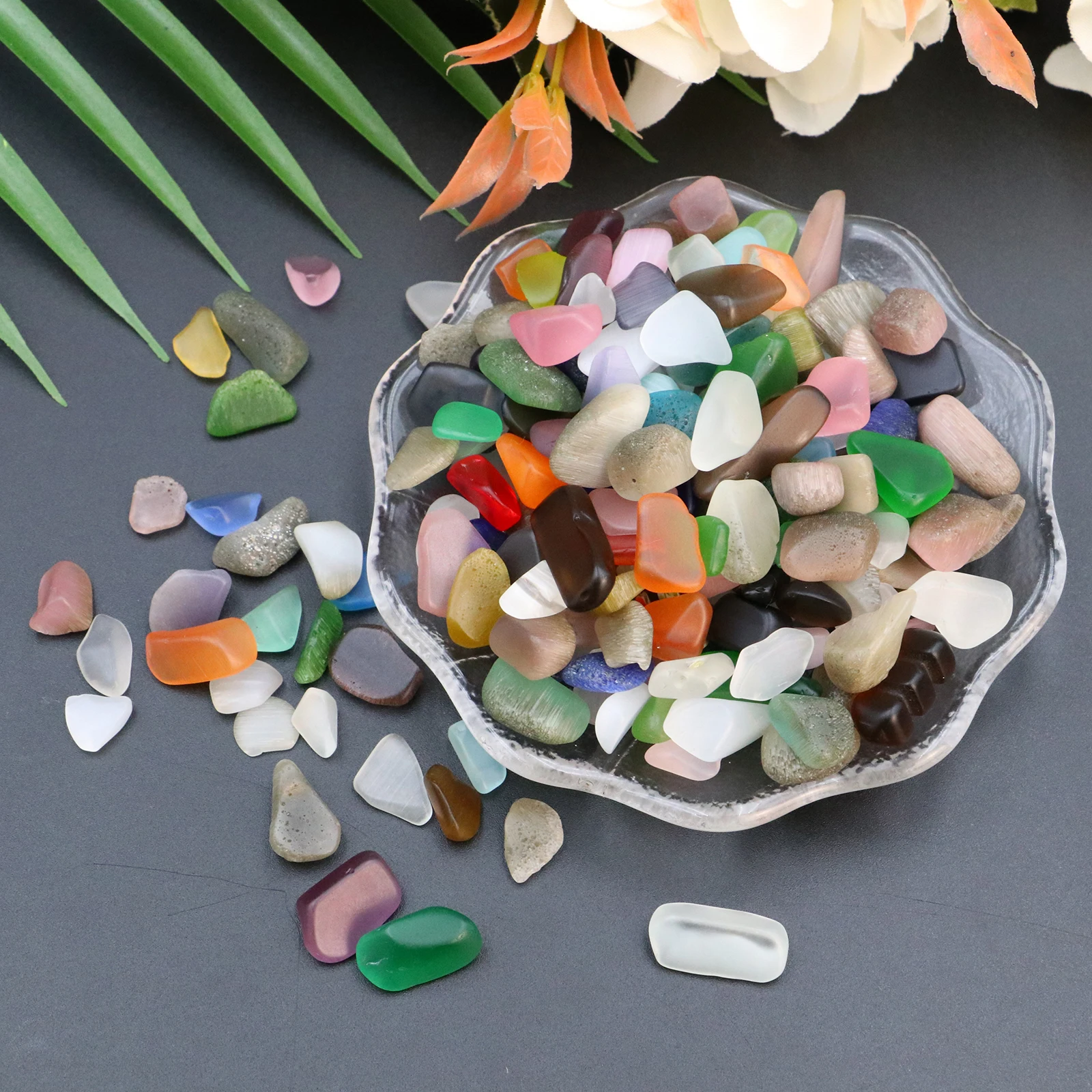 

50/100/200g Natural Colorful cat's eye cabochon Gravel Aquarium Decorative Stone Household Supplies Crystal Stone