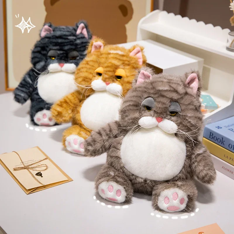25CM Cute Pattern Cat Plush Doll Fat Soft Sitting weighted particles Doll Parent Child Game Toy Children's Room Decoration Gift