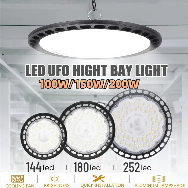 ufo led high bay light industrial lamp shade ip65 impermeavel armazem oficina garagem mercado alta transmissao de luz 01