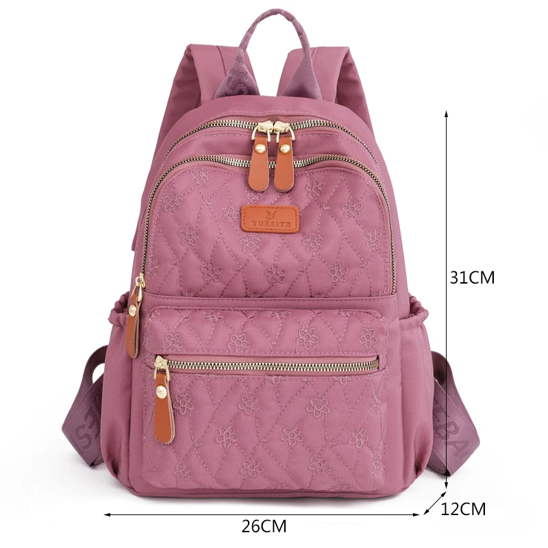 Zaino con ricamo floreale di moda borsa da scuola per studenti da viaggio di grande capacità da donna impermeabile Oxford Bagpack per ragazze