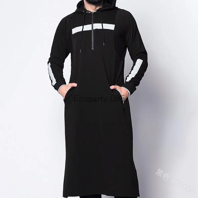 5XL Men\'s Sweatshirt Long Sleeve Hooded Drawstring Long Sweatshirt Vintage Striped Pockets Robe Man Casual Tops