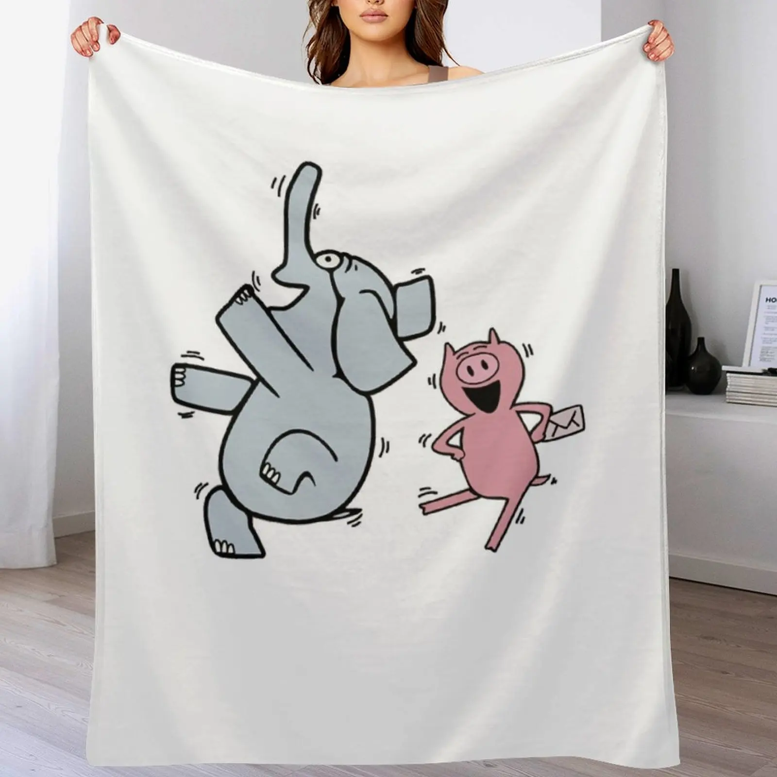 

Elephant and Piggie - Happy Gerald and Piggie Throw Blanket Luxury Flannel Hairys Large Blankets