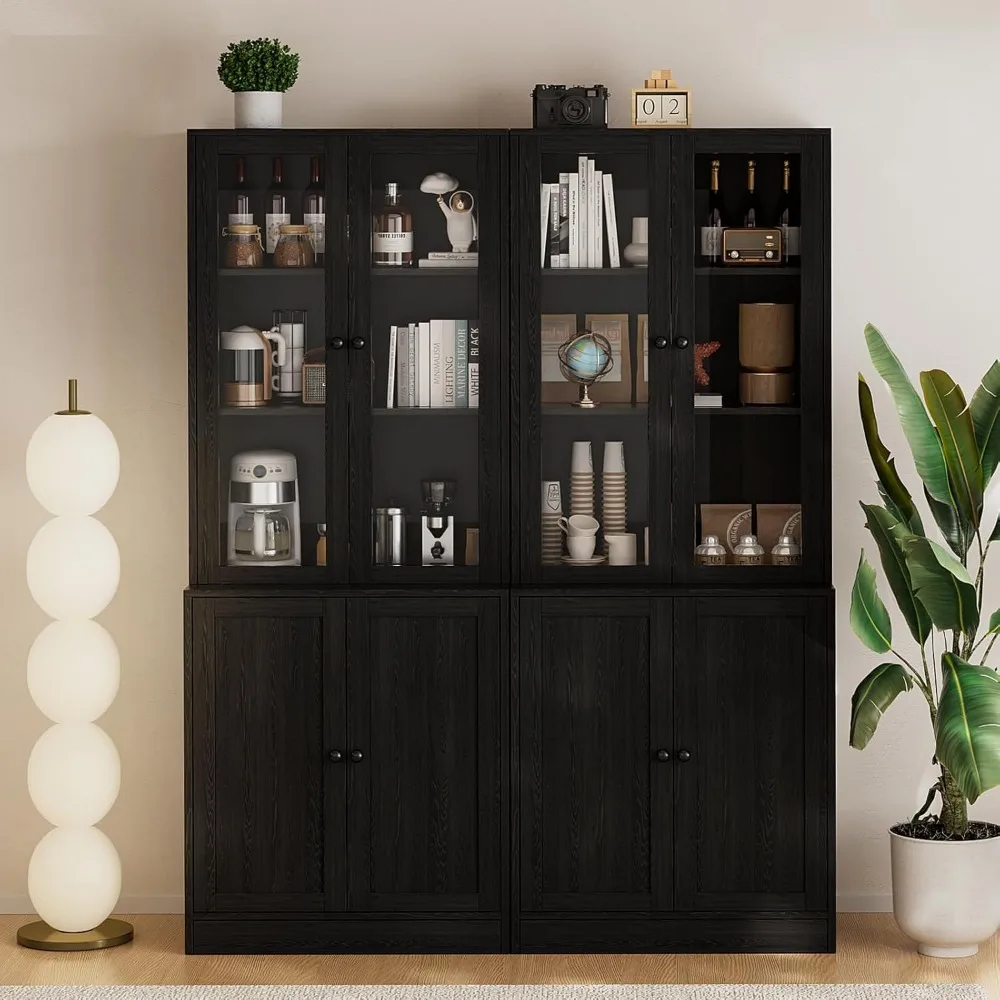 Grand meuble TV 4 pièces avec étagères pour téléviseurs jusqu'à 75", centre de divertissement TV, centre multimédia, clapier TV pour le salon