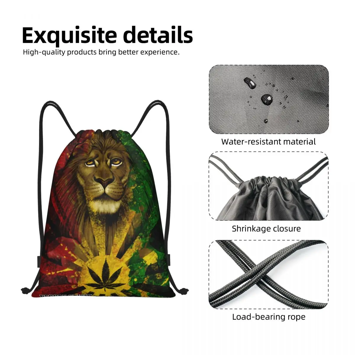 Jamaican Rasta Lion Drawstring Bag Women Men Foldable Gym Sports Sackpack Jamaica Rastafarian Reggae Training Storage Backpacks