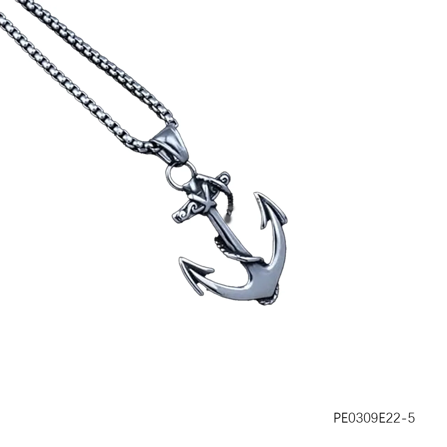 The PESENAR Anchor-shaped Cross Titanium Steel Men's Pendant Necklace Is Suitable for the Attire of Characters Such As Captains