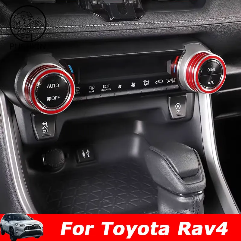 

Air Condition Knob Audio Volume Control Button Circle Decoration Trim Ring Cover For Toyota RAV4 XA50 2023 2024 2025 accessories