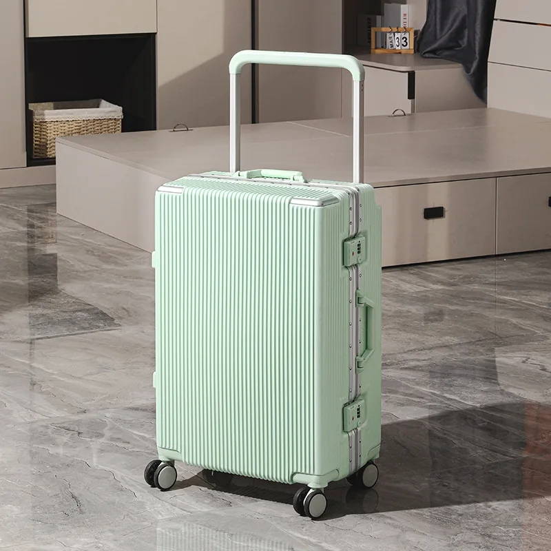 20/24 بوصة حقيبة سفر حقيبة تروللي بعجلات واسعة مع عجلات إطار من الألومنيوم حمل على الأمتعة المقصورة الصعود صندوق المتداول الأمتعة #6