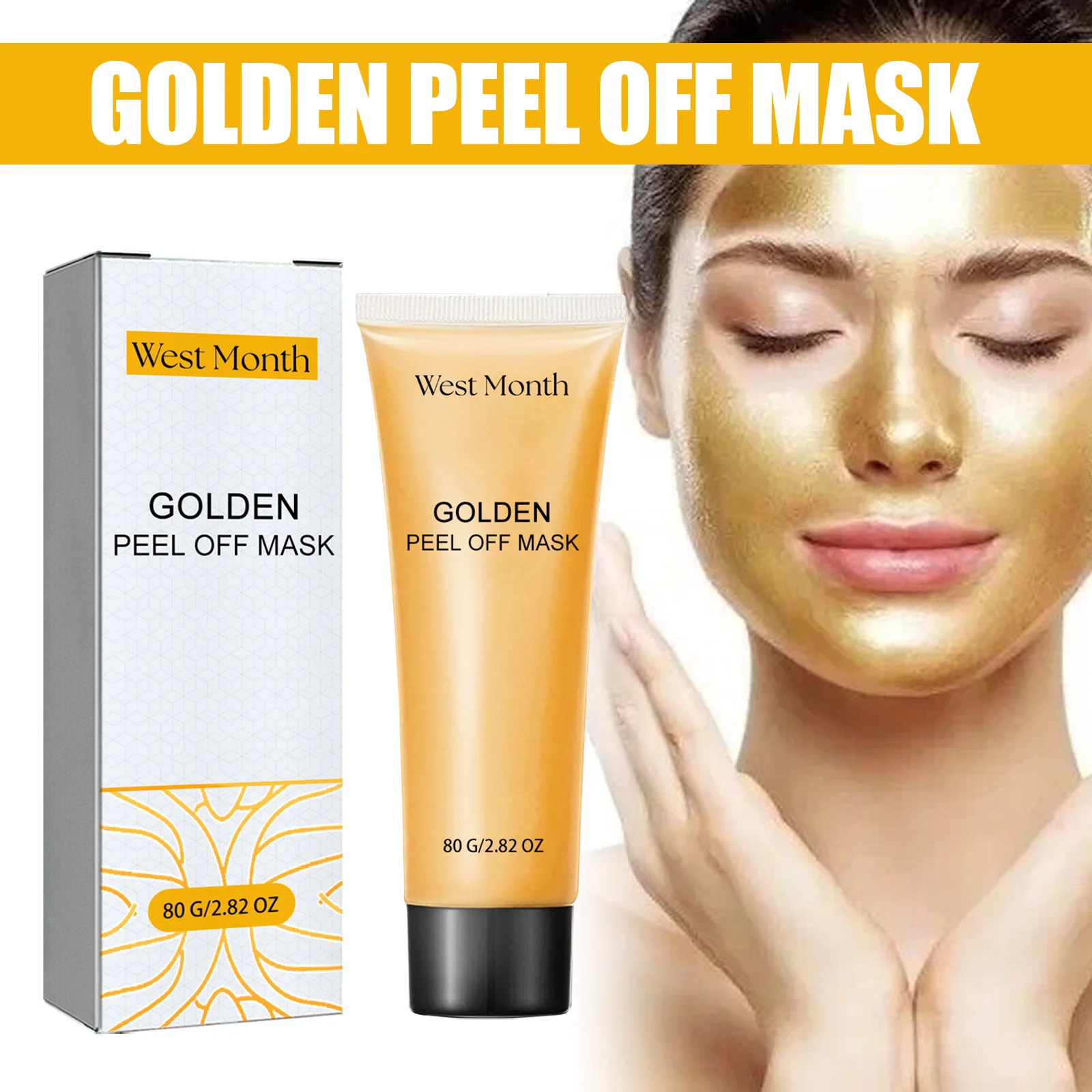 West & Month-mascarilla de oro de 24K para limpieza profunda de la piel, puntos negros, acné, poros delicados, reafirmante, cuidado de la piel, opaca, decoloración de arrugas