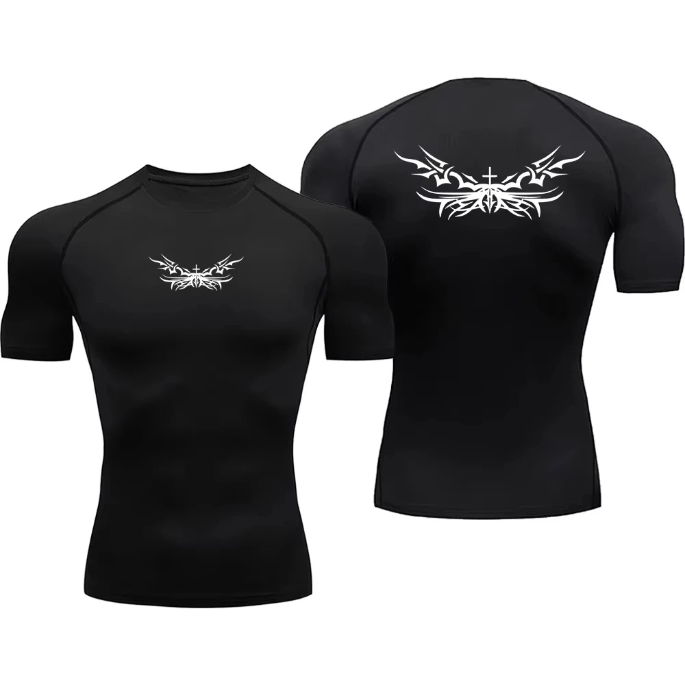 Men's Anime Compression Shirt Quick Dry Gym Fitness T-Shirt Elastic Athletic Undershirts Summer Autumn ZY00155
