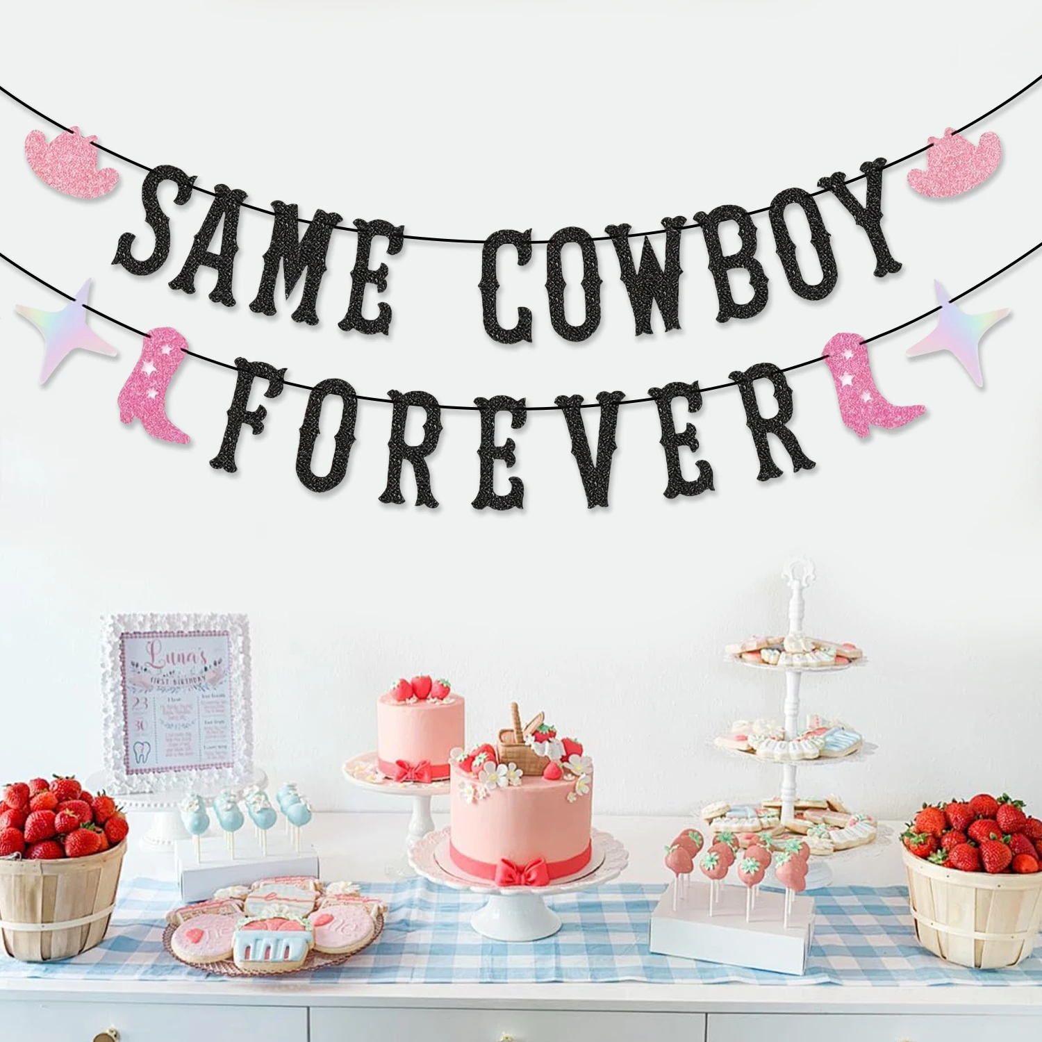 

Western Cowgirl 'Same Cowboy Forever' Banner for Last Rodeo Hoedown Nash Bash Nashville Bachelorette Party Decorations
