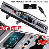 for Tesla USB Hub, with Retractable Cables is Necessary Tesla Model Y 2024/2023/2022/2021 & Model 3 2023/2022/2021 Accessories