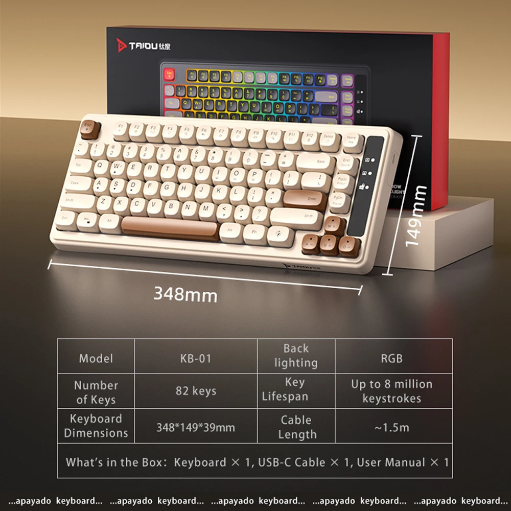 

Esports & Office Wired Keyboard 82 Keys Compact Layout RGB Backlit Spherical Keycaps Ergonomic Design Type-C Port