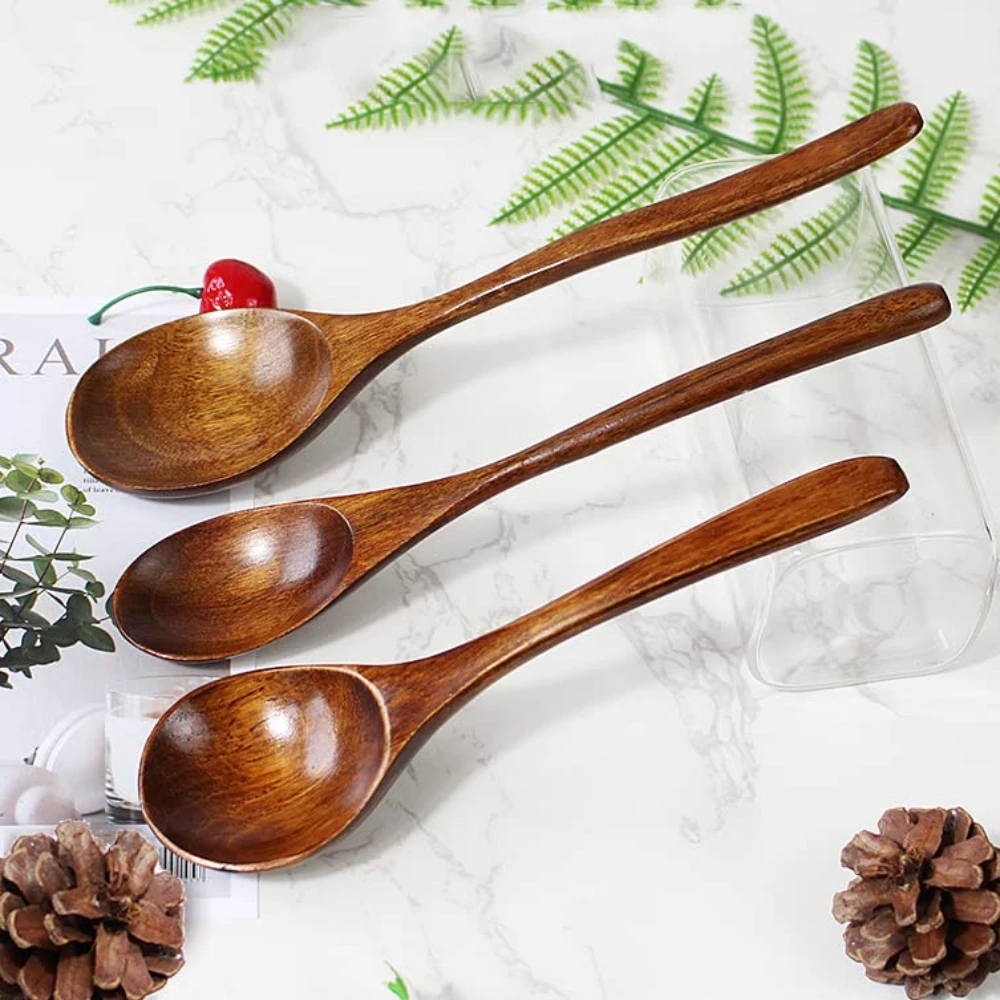 Pure Wooden Coffee Spoon Honey Seasoning Stirring Spoon  Anti-scald Lightweight Flatware Kitchen Accessories for Home Restaurant