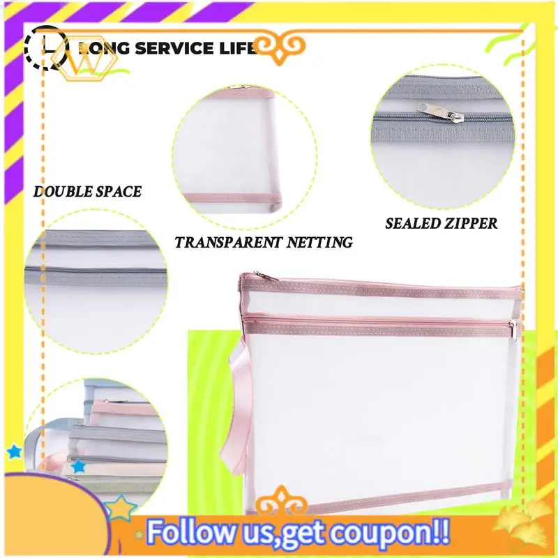 Latest-10 Pack Colored Double-Layer Mesh Zipper Pouch Bags, Building Block Sets Toy Storage & Organization 5Pcs A4+5Pcs A5 Easy