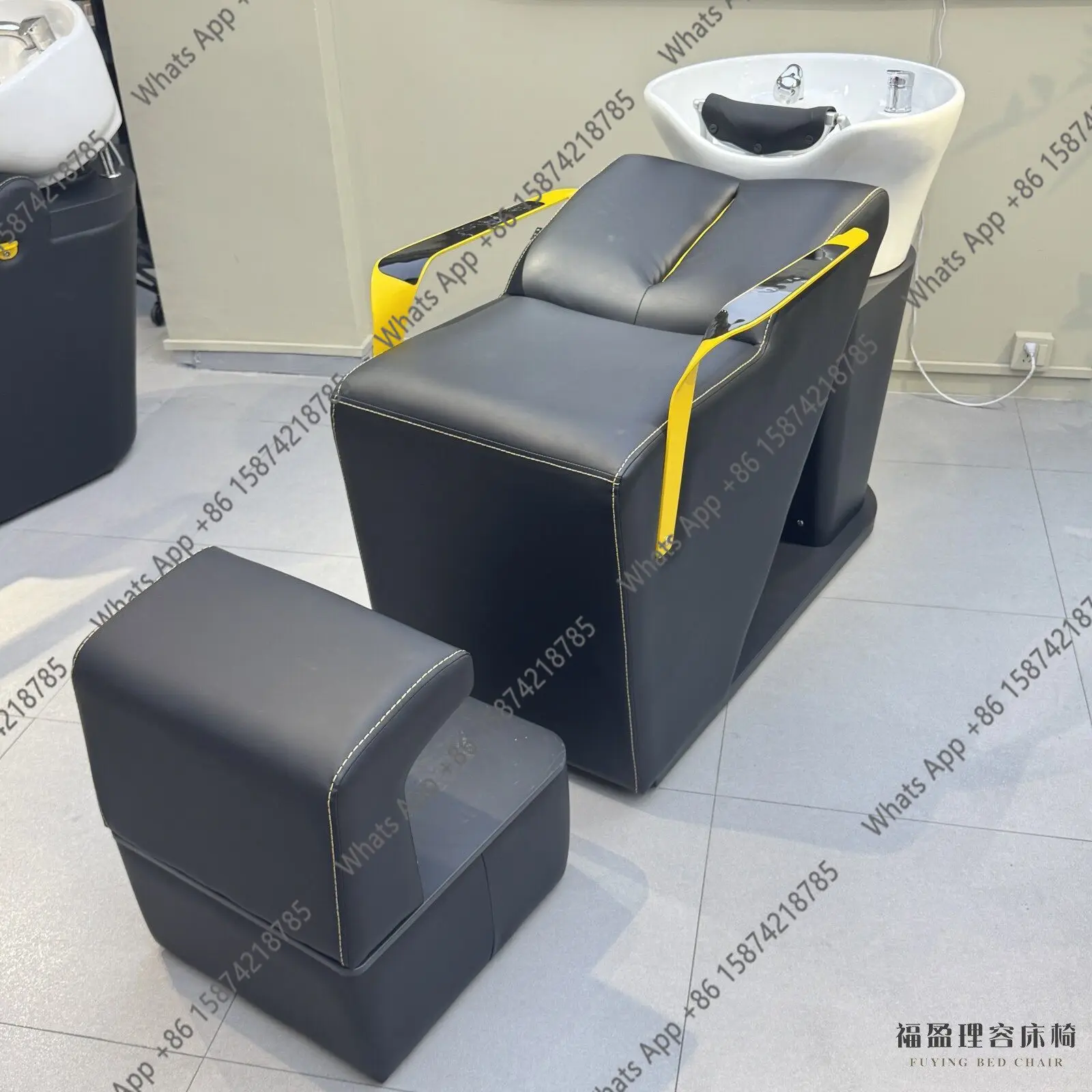 New barber shop half-lying flush bed hair salon special short seated shampoo bed quick wash punch bed
