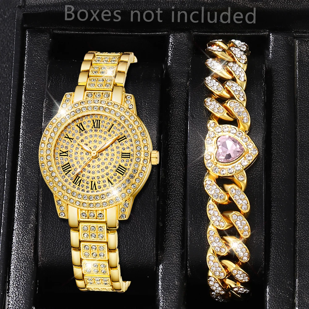 2PCS/SET Women's Watch Luxury and Elegant Business Watch Set Women's Watch Gift Quartz Watch Bracelet Jewelry Set