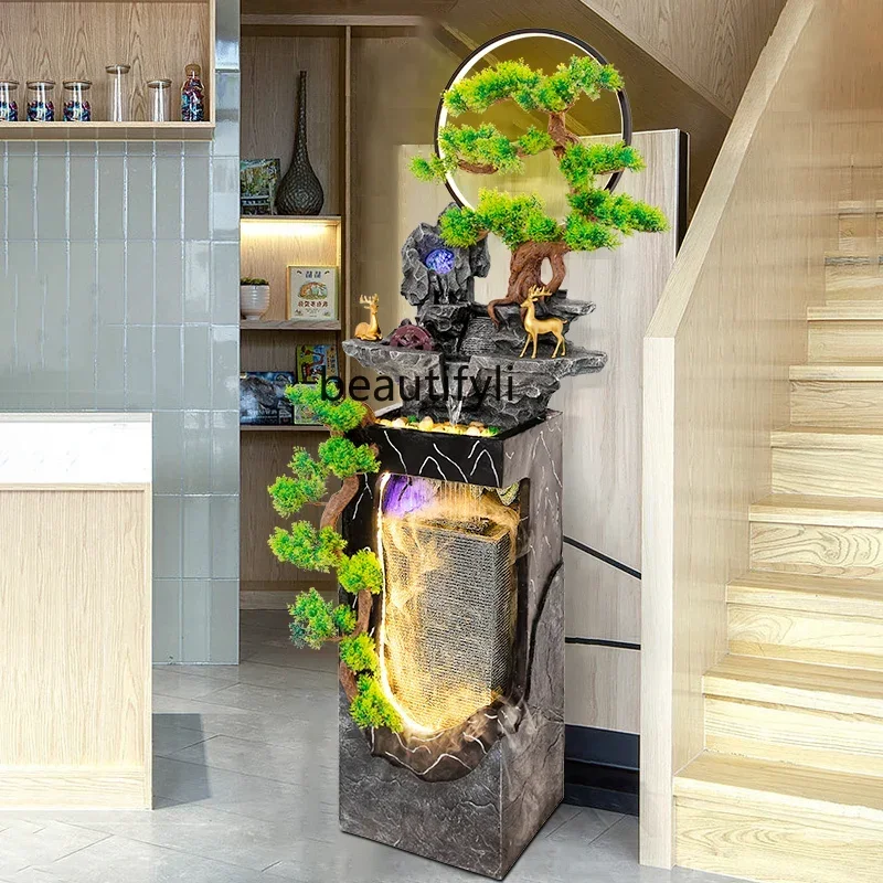 LX37Flowing water ornament front desk opens for landscaping, flowing water circulation, evergreen tree water wheel lightingSSS