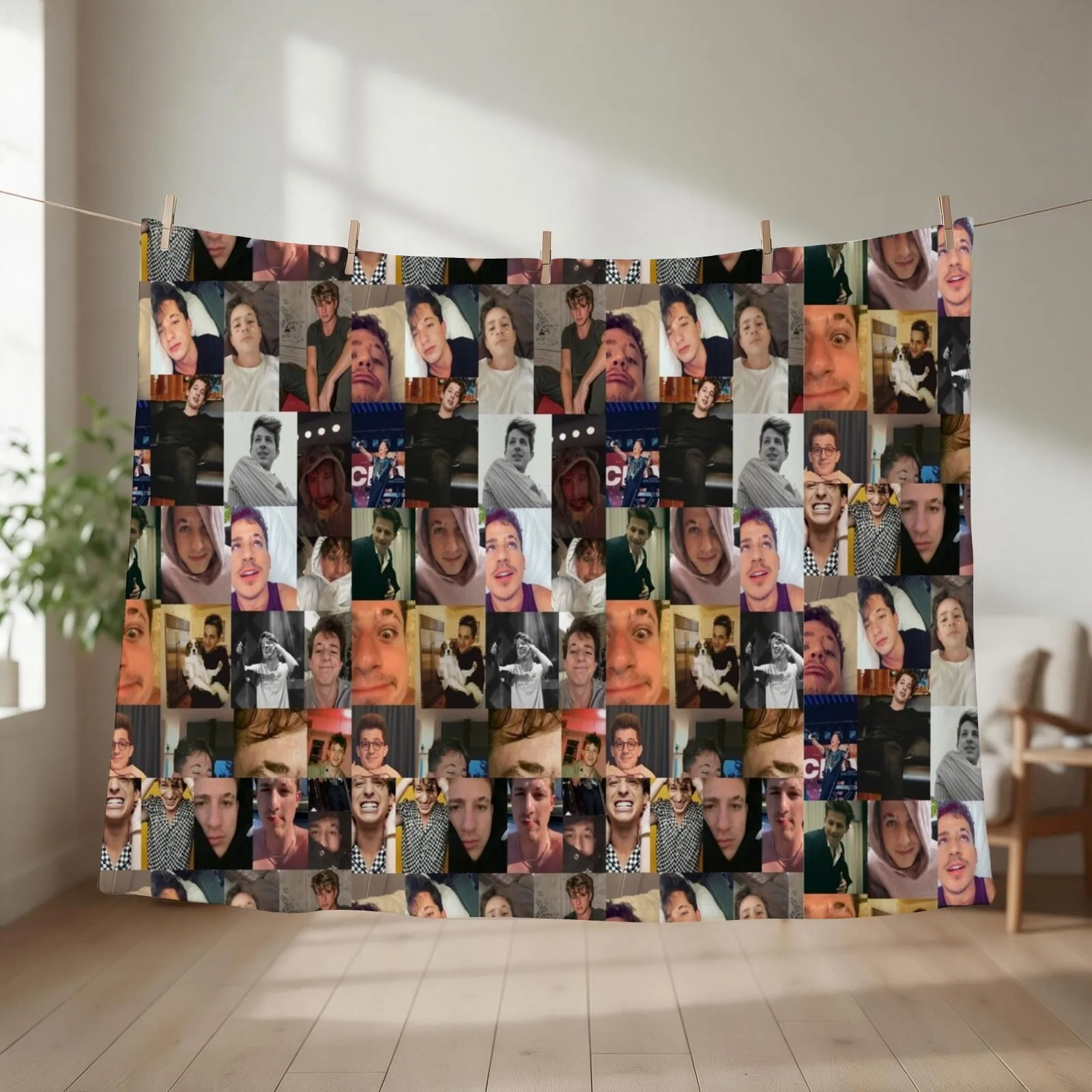 Charlie puth collage Throw Blanket couch cozy soft plush fuzzy picnic outdoor blanket