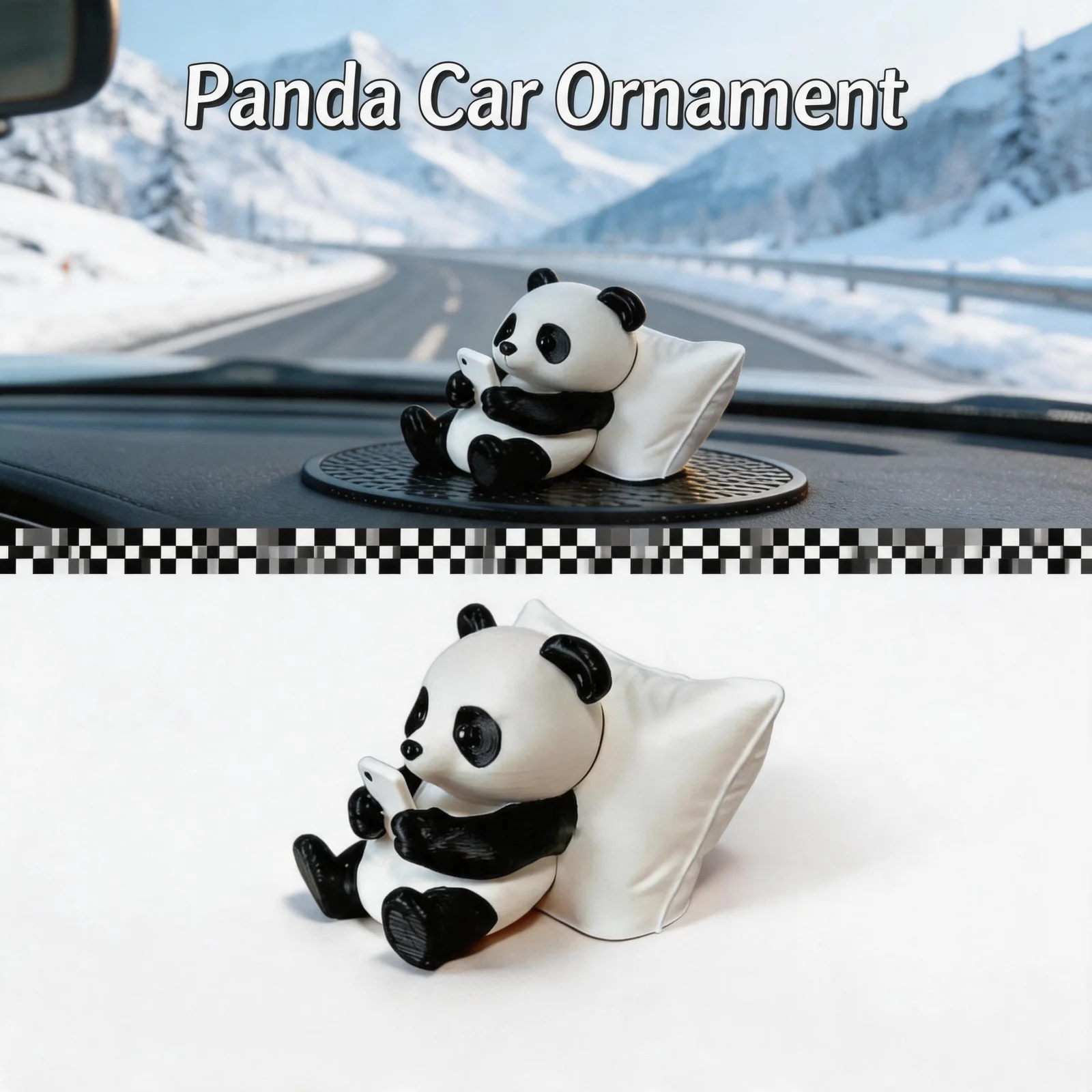 Bürodekoration Niedliche Panda-Skulptur Ornament Schreibtisch Auto-Deko Kreatives Tiermodell Sammlerfiguren Auto-Ornament