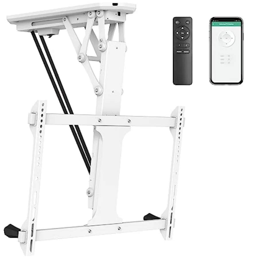 

Electric ceiling TV mount for pitched roofs: motorized flip-down/fold-up remote app control fits 3270 inch flat screens black h