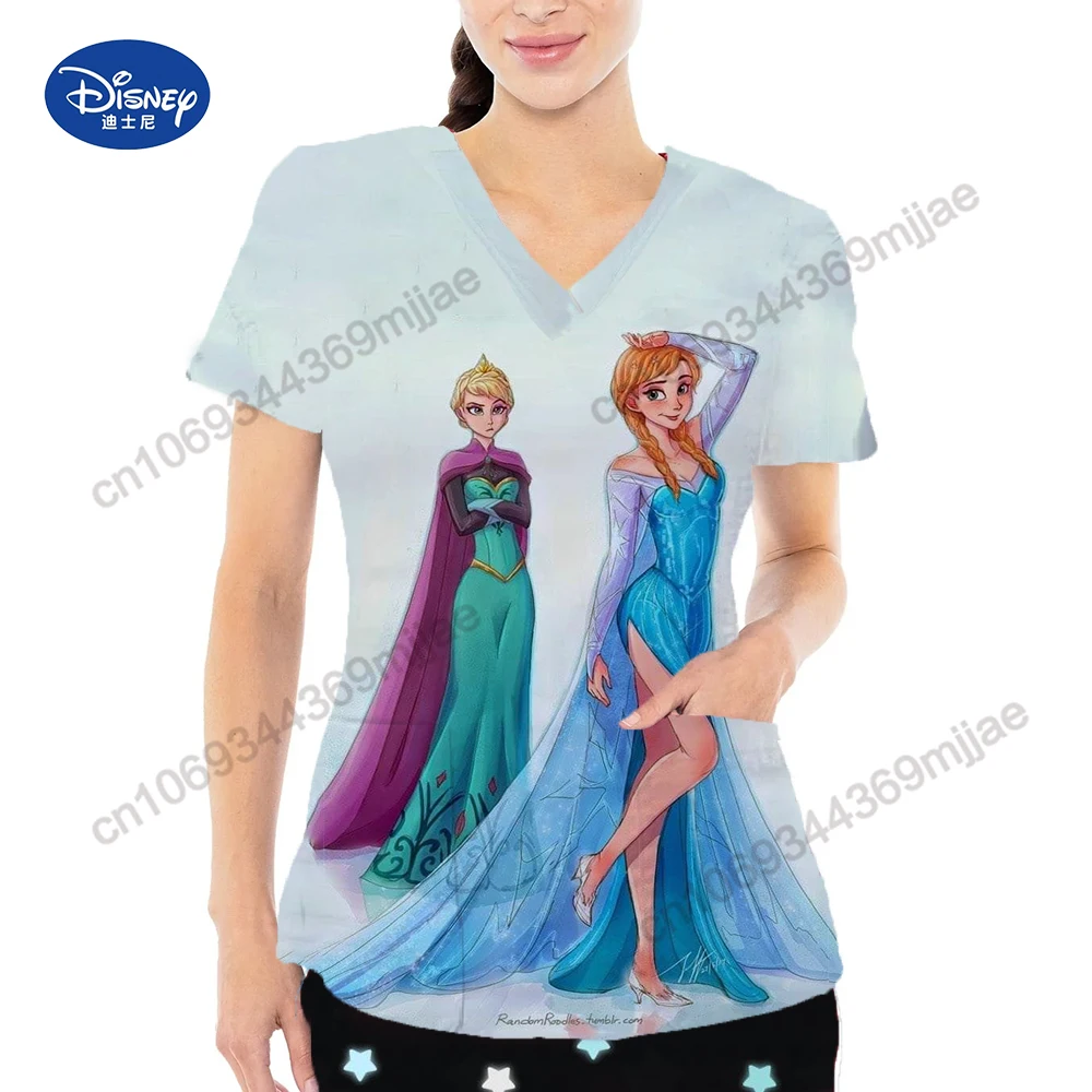 

Disney Pocket V-Neck Comfort Japanese Y2k Tops Crop Top for Women T Shirt Women's Short Sleeve T-shirt Woman Clothing Yk2 Tshirt