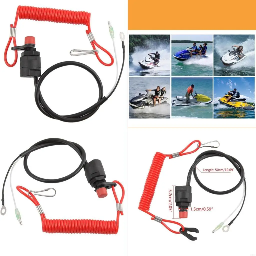 Boat Engine Emergency Stop Switch Safety Lanyard for Marine Motor New