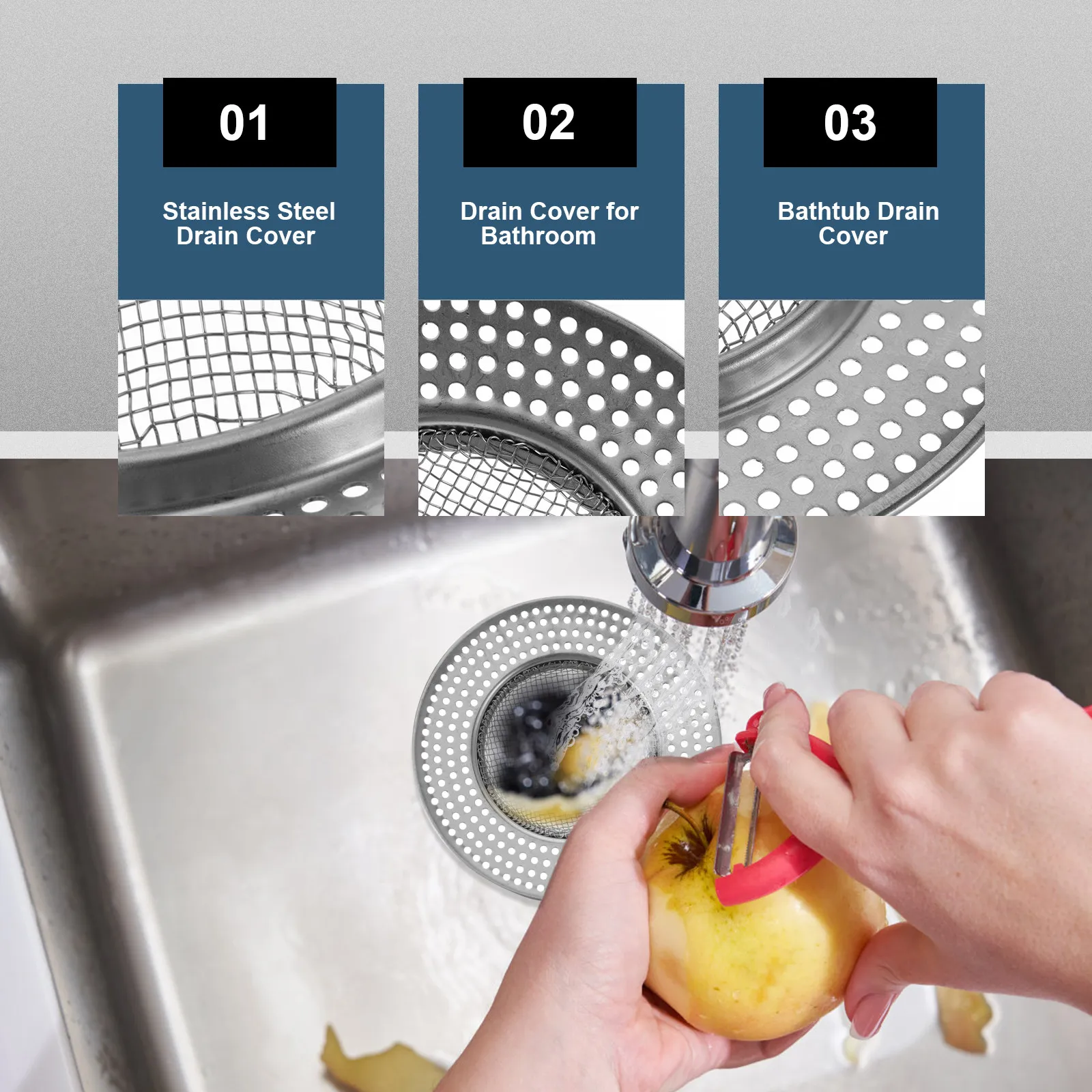 Stainless Steel Drain Filter Net Heavy Duty Bathroom Hair Stopper Shower Floor Drain Cover Rustproof Easy Clean