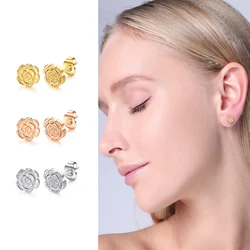 G23 Titanium Rose Flower Stud Earrings Post Pierced Cartilage Lobe Earring Studs with Nickel Free Back for Women Girls