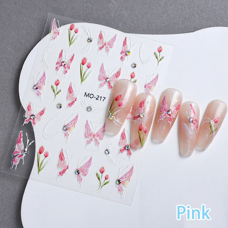 3D Borboleta Prego Adesivos, Luz Roxa, Adesivo, Nail Art Decoração, DIY, Manicure Salon, Meninas Presente, 1 Folha