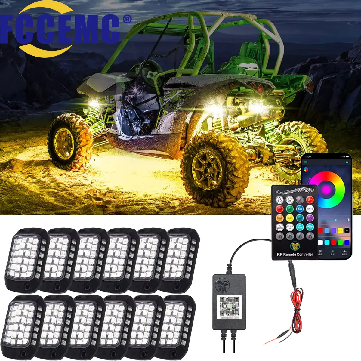 RGB LED Ambient Light Remote APP Control Waterproof Super Bright Car Chassis Undergolw Lights For Polaris Yamaha BRP ATV UTV RZR