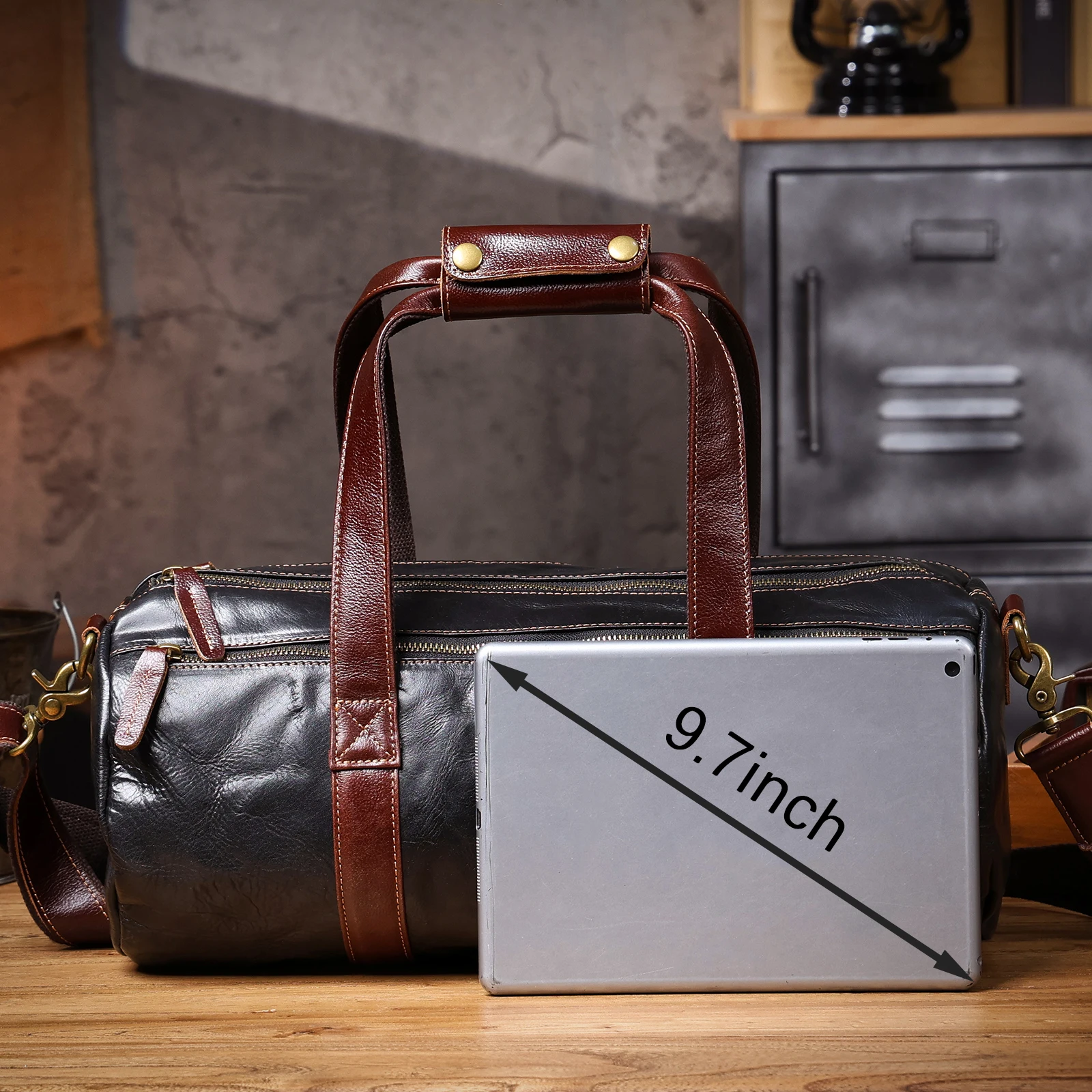 Echte Leder-Umhängetasche für Herren, Crossbody-Sporttasche aus pflanzlich gegerbtem Leder, modischer Casual-Stil, einfache Rindsledertasche – Detail 12