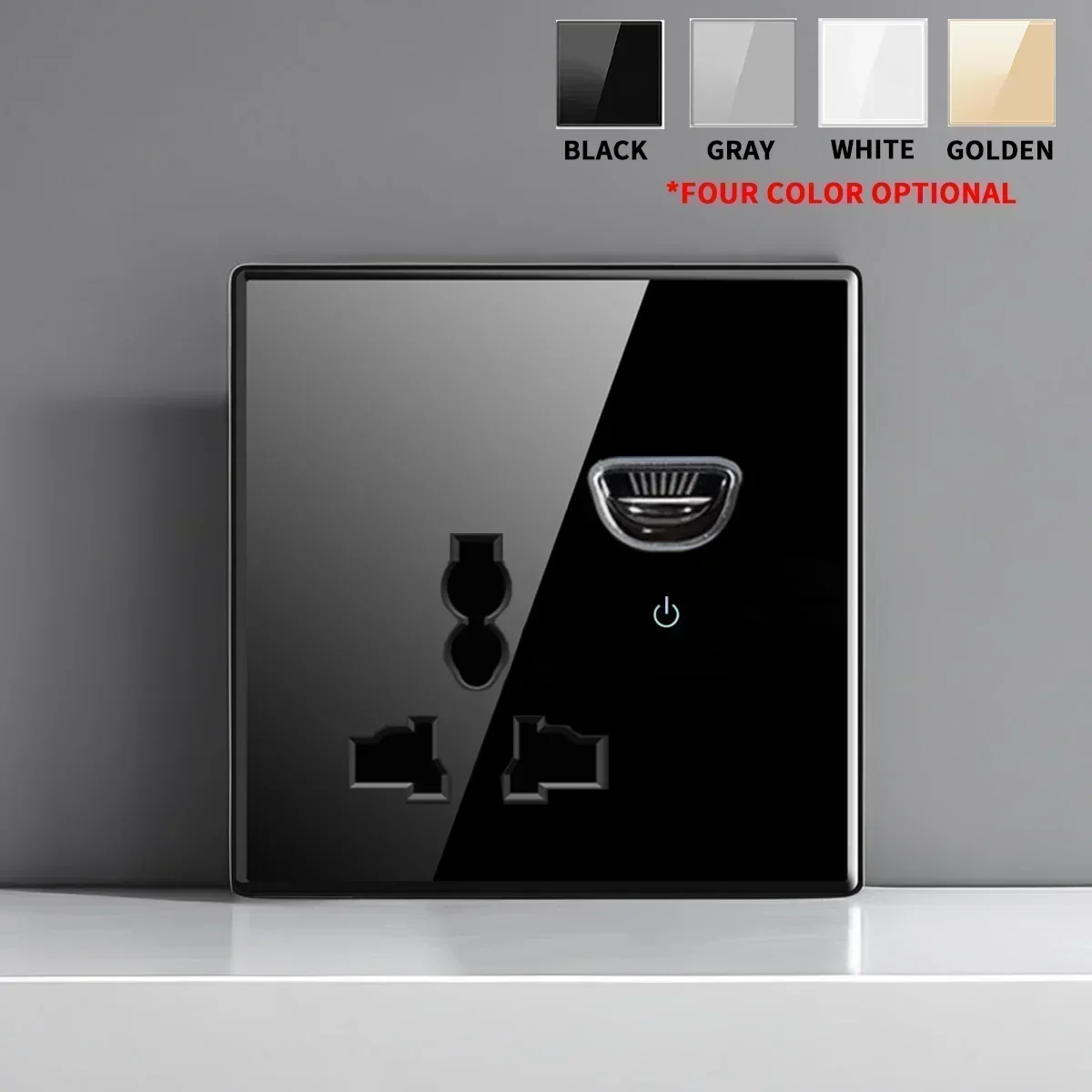 Tempered glass switch socket Self-reset1 2 3 4gang European standard British standard wall panel with indicator light2usb Socket