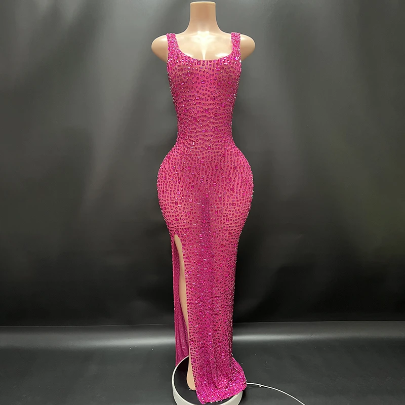 2025 Elegant Luxury Crystal Party Dress Birthday Celebration Dress Bride Sexy slit Prom Dress Mother Formal Grand Party Dress