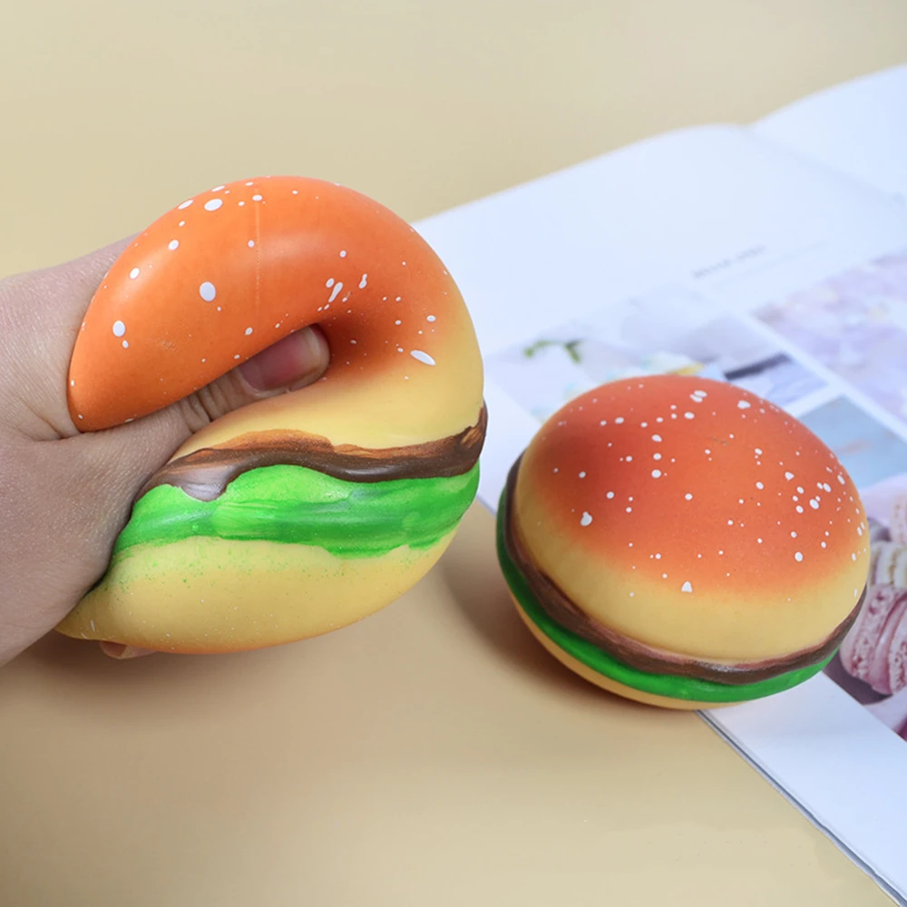 Ultra-Soft Hamburger Stress Relief Toy Squishy Pinching Cookies for Anxiety Relief Office Relaxation Decompression Accessory