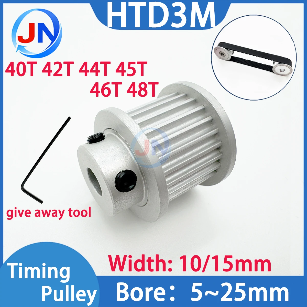 HTD 3M Timing Pulley 40teeth 42teeth 44teeth 45teeth 46teeth 48teeth 3M Belt Pulley Bore 5/10/12/14/15mm HTD3M Synchronous Wheel