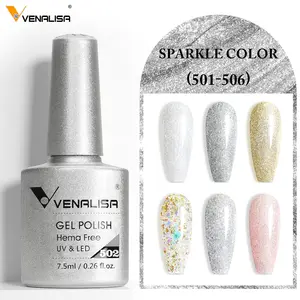 Venalisa HEMA Pemoles Gel Kuku GRATIS Berkilau Cantik Cakupan Penuh Rendam Off LED UV Koleksi Nude Merah Muda Jeli Kuku Prancis 7.5 ml 8 glitter penjualan terbaik untuk kuku - №