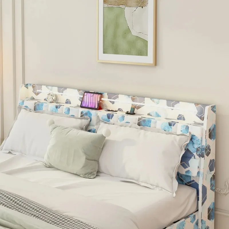 إطار سرير جداري قابل للسحب، سرير كوين جيلي، أثاث غرفة نوم كاملة، قاعدة سرير مزدوجة مضاءة، أريكة قابلة للتحويل، لوح رأسي كاما كينج