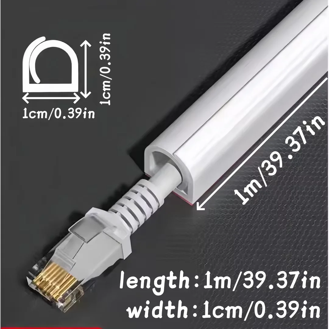 QA 1PC 1/2/3m  Invisible Adhesive Cable Raceway - Anti-Step Cord Protector Soft Wire Cover with Cap for Wall Home Office Use