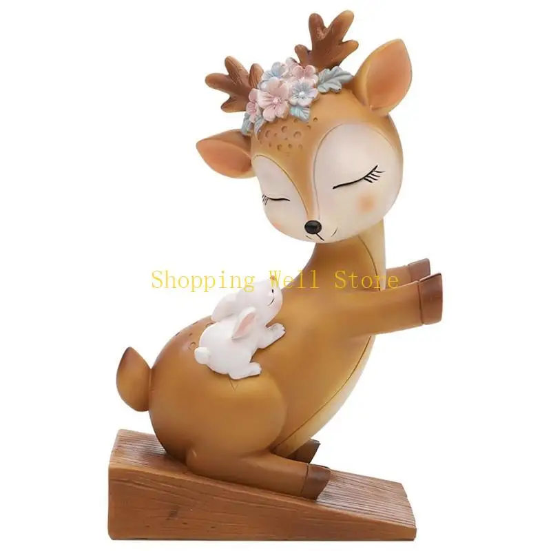 KX4B Cartoon Sika Deer Door Stopper Safety Door Stop Door Catcher Block Bookend